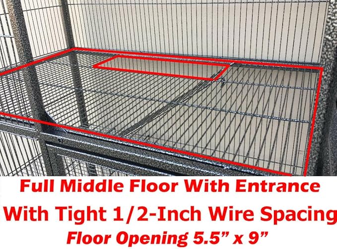 Large Two Full Story Deluxe Double Unit 4-Tiers Tight 1/2-Inch Bar Spacing Durable Front Doors Water Bottle Food Bowl for Feisty Ferret Squirrel Hammock Rat Gerbil Small Animal Critter Rolling Cage