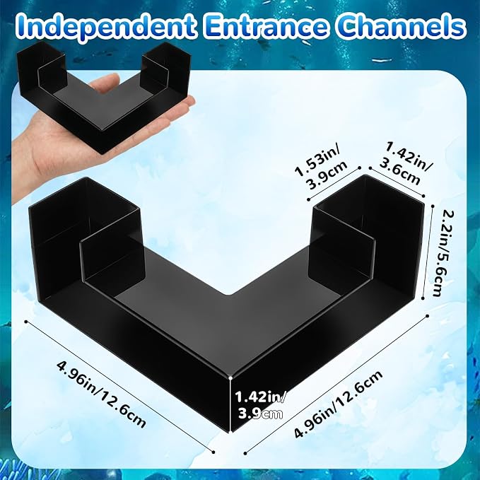 Aquarium Underground Tunnel 5", Dual-Entrance Fish Tank Cave | Aquarium Cave with Clear 360° Viewing, Shrimp Hideout, Substrate Buried Decor for Betta, Corydoras, Loaches, Black