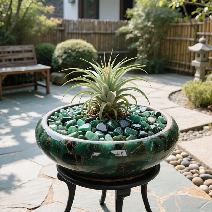 Aquarium Decor Gravel 0.96LB Natural Pebbles Fish Tank Stones Vase Filler Succulent Rocks Polished Crushed Bulk Irregular Shaped - Green