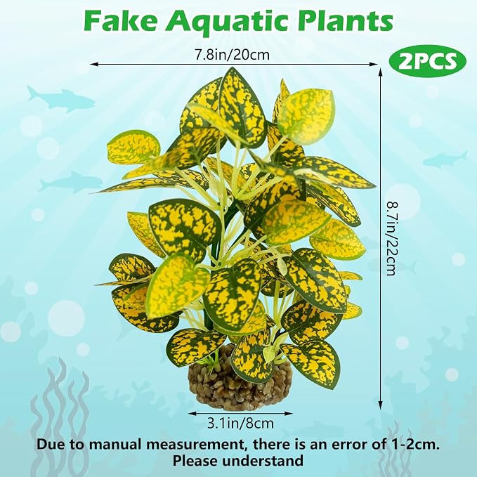 Hamiledyi Silk Aquarium Plants 8.7" Tall Artificial Green Plants for Fish Tank Aquarium Fake Aquatic Plant Lifelike Water Grass Ornament for Fish Tank(2PCS,Style C)