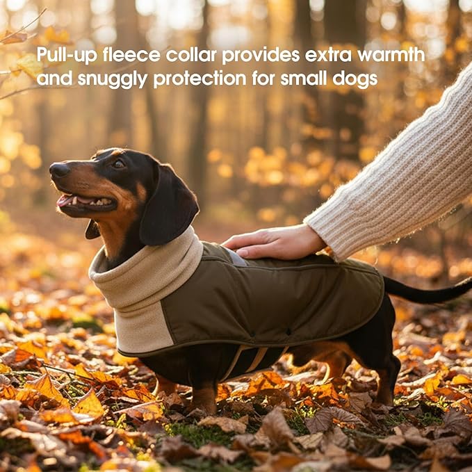 ASENKU Dog Coat, Dog Winter Jackets with Fleece Turtleneck, Windproof, Reflective Pet Snow Jacket for Cold Weather, Coats for Extra Large Size Dogs, Army Green, XXXXL