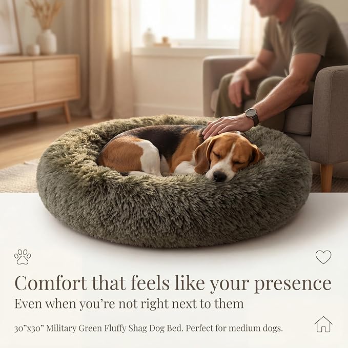 nononfish Dog Bed Mat for Medium Dogs, Army Green Orthopedic Pet Bed, 30x30x7 inches, High Density Fiber Cotton, Stuffed, Washable, Indoor, 30 pounds Weight Capacity