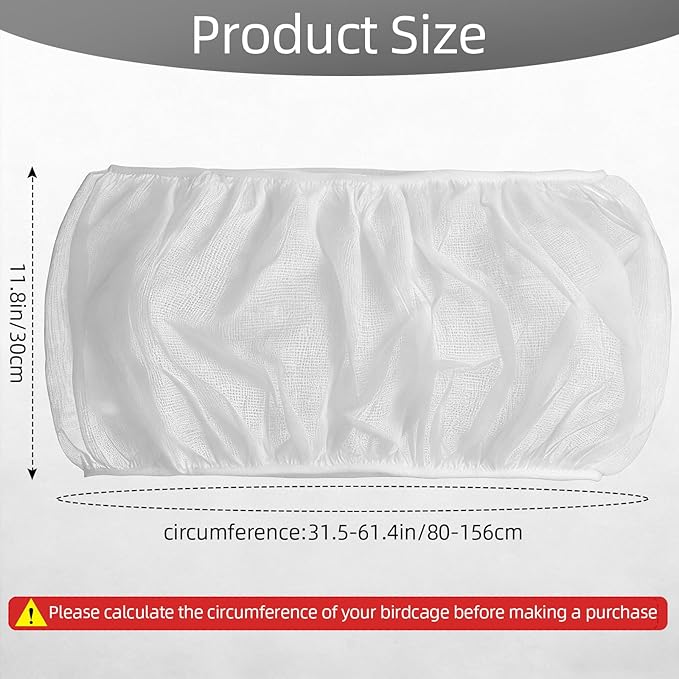 Bird Cage Seed Catcher Guard, Adjustable Stretchy Net Cover for Parrot Enclosures, Bird Cage Skirt Netting, Seed Catcher for Protective Shield for Parrot Enclosures (White)