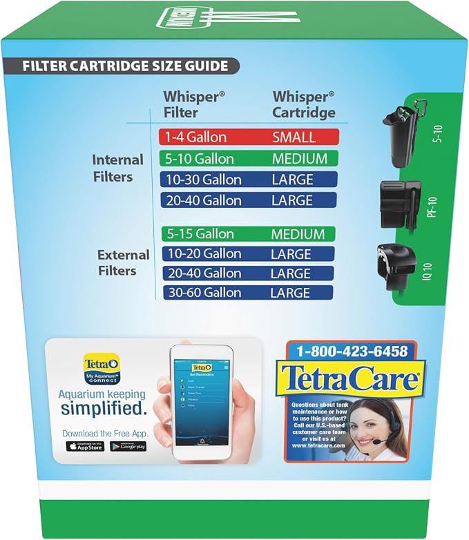 Tetra Whisper Bio-Bag Medium Filter Cartridges for Aquariums, 6 Count | Unassembled, Fits Tetra Whisper Fish Tank Filters 5-10 Gal, PF-10, IQ 10, Replace Monthly