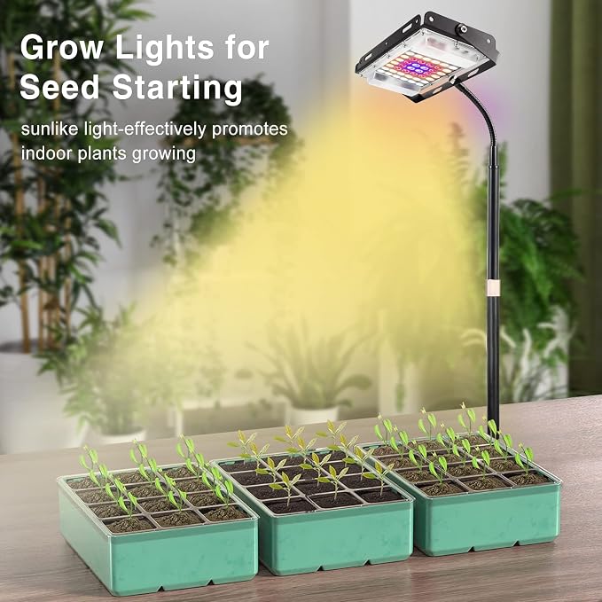 LBW Grow Light for Indoor Plants, Full Spectrum Desk LED Plant Light | 4H/8H/12H Auto Timer Small Grow Lamp, 6-Level Brightness, Height Adjustable, Flexible Gooseneck, Ideal for Indoor Growth