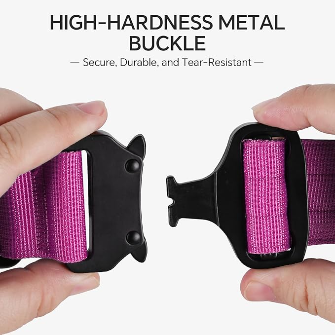 Tactical Thick Dog Collar, Adjustable Training Nylon Dog Collar, Heavy Duty Metal Buckle & Control Handle for Small Medium Large Dogs (M, Hotpink)