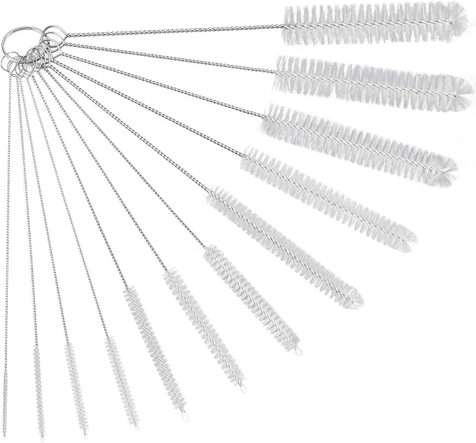 Ixiaoyoo 12 Pcs Bottle Cleaner Brushes Set, 11.8 Inch Nylon Cleaning Brush | White Straw Cleaner Brushes for Tumbler, Sippy Cup, Water Bottles, Hummingbird Feeders, Pipes, Sink Drain & Pet Waterers