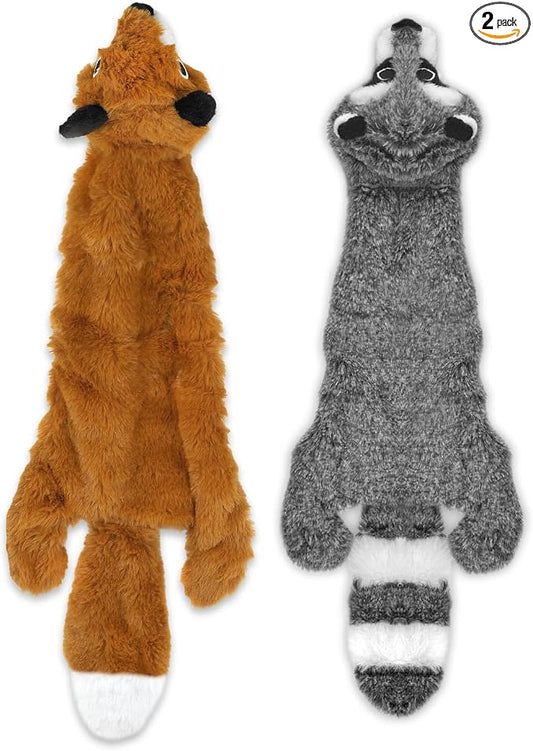 Best Pet Supplies Squeaky Dog Toys with Soft Durable Fabric for Small, Medium and Large Pets Interactive Toy for Indoor Play, Supports Active Biting and Play - Fox, Raccoon, Medium