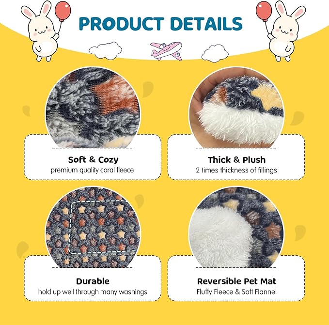 2 Pack Bunny Bed - 14 x 17.3 Inch Rabbit Pee Pads Bedding - Washable and Thickness Upgrade (Dark Blue,XL)