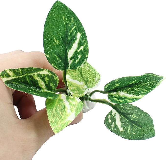 Soft Aquarium Plants Betta Fish Tank Decorations, Green, 2 Inch | Betta Leaf Pad, Silk Plastic Artificial Plants, 4Pcs Set, For Aquarium Reptile Tank Decor