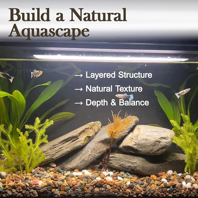 20lb Natural Stone Turtle Rocks for Tank 8-10pcs Basking Platform Stone, Natural Slate Rocks for Reptiles, Aquarium & Aquascape Decor(2-10 Inches)