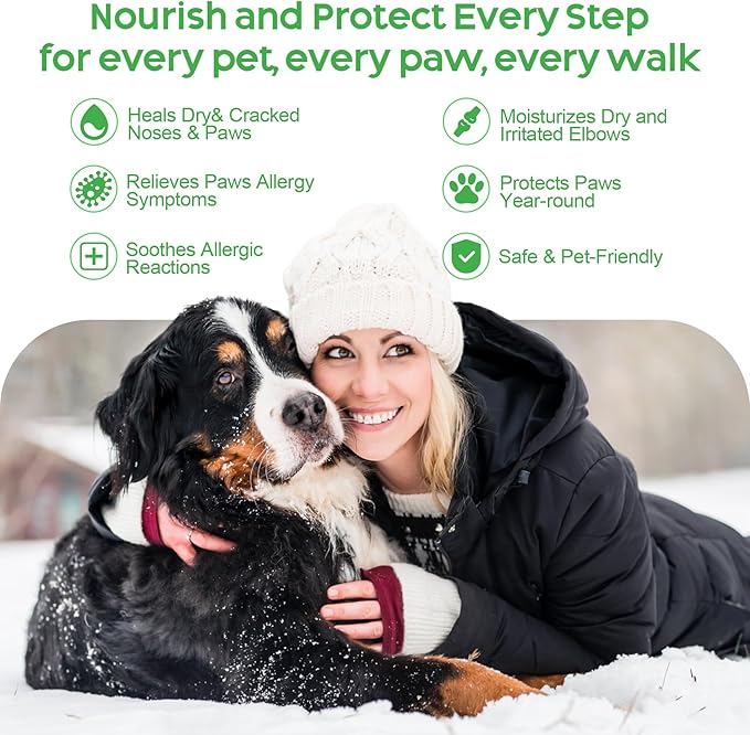 Dog Paw Balm & Nose Balm (2.1oz ), Lick-Safe | All-Natural Dog & Cat Paw Protector Soother with Organic Coconut Oil for dog Dry and Cracked Paws, Nose, Elbows for Hot Pavement & Winter Protection