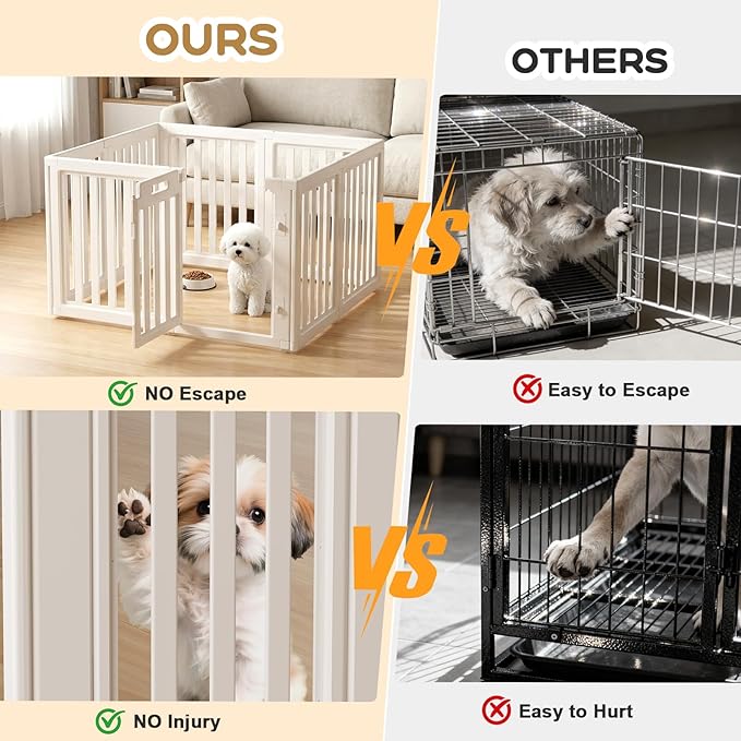 Dog Playpen, Clear Dog Pen, Dog Pen Indoor, Easy to Install and Remove Dog Play Pen, Puppy Playpen Suitable for Dogs, Cats,Dog Playpen Indoor (White, 30.3 inch Height, 8 Panels)