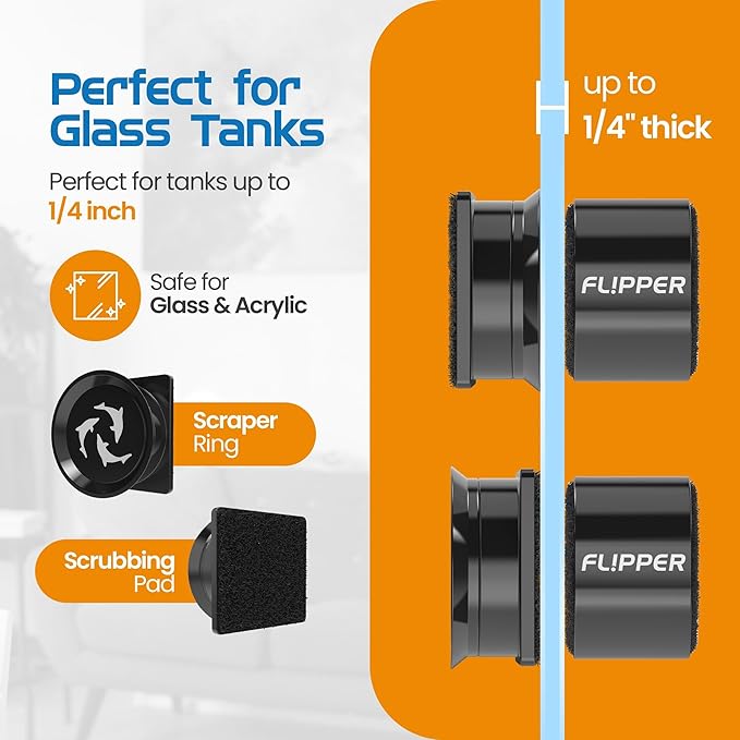 FL!PPER Flipper Pico 2 in 1 Magnetic Algae Scrubber Scraper Aquarium Fish Tank Cleaner - Black