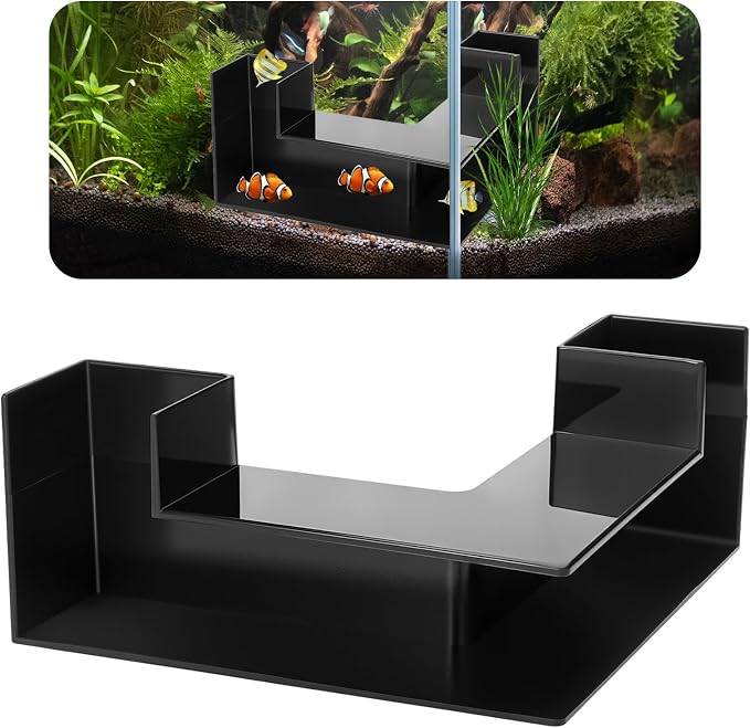 Aquarium Underground Tunnel 5", Dual-Entrance Fish Tank Cave | Aquarium Cave with Clear 360° Viewing, Shrimp Hideout, Substrate Buried Decor for Betta, Corydoras, Loaches, Black