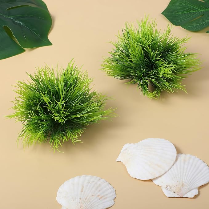 3 Pack Aquarium Plants, Realistic Plastic Fish Tank Plants Green Artificial Aquarium Decor Fish Tank Decorations for Aquascaping Reptile Terrariums