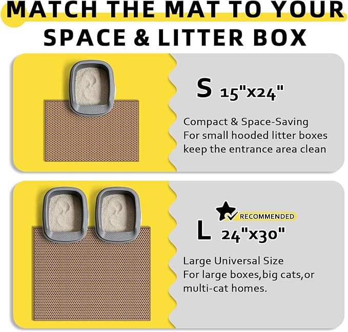 Cat Litter Mat, 30"X24" Large Double Layer Litter Trapping Mat, Waterproof/Urineproof, Easy to Clean Kitty Litter Mats for Floor, Scatter Control (Brown-1Pack)