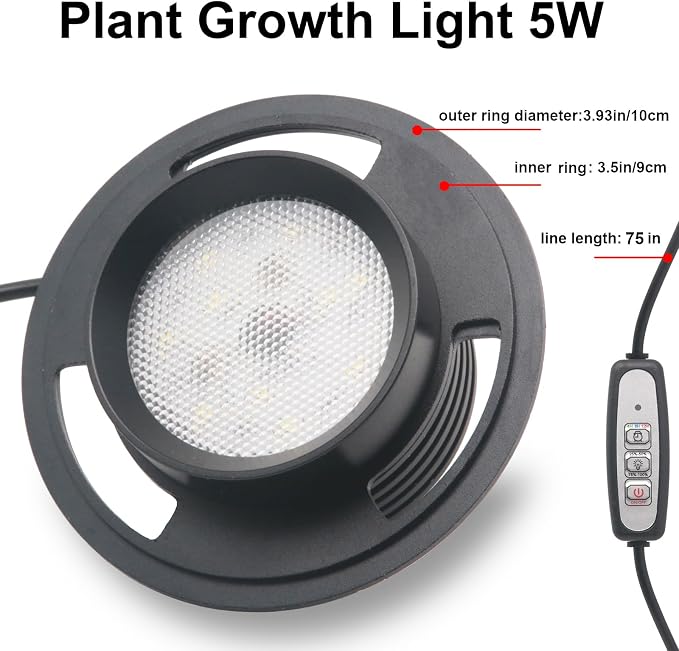 Desktop Glass Plant Terrarium with Grow Light for Carnivorous Plants & Moss | H 7.8 x D 6.7 in; Timer Auto On/Off; For Succulents, Mini Plants and Betta Tanks; Indoor Decor for Home or Office; Gifts