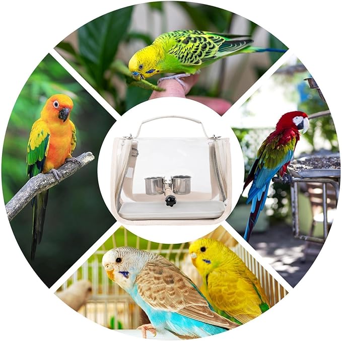 Bird Backpack Carrier - Bird Transport Backpack with Perch - Lightweight Parakeet Cage - for Parrot Parakeet Cockatiel Conure Cockatoo Outdoor Travel Camping Road Trip Vacation