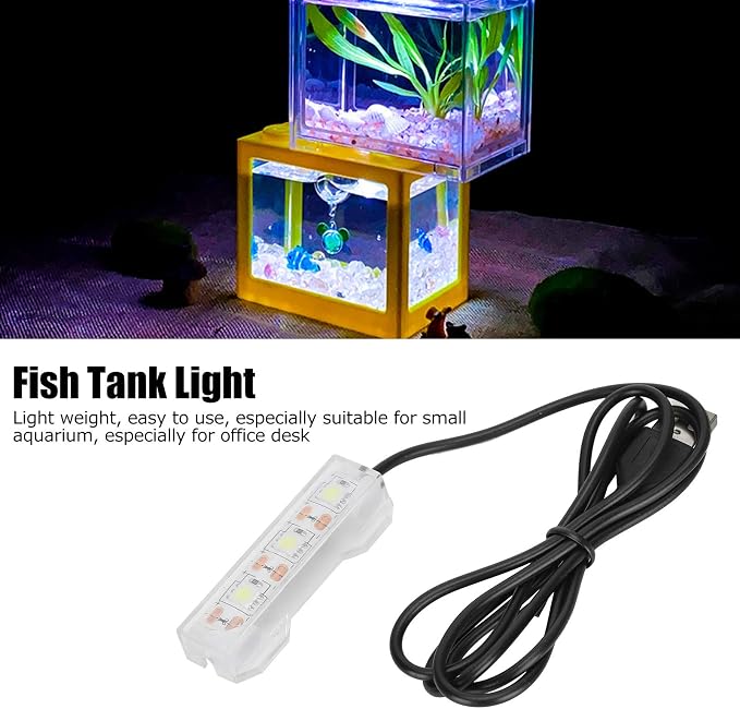 GLOGLOW Aquarium Light, USB Aquarium Light Weight Small Water Plant Light Fish Desktop Mini Decoration Soft LED Lighting Lamp