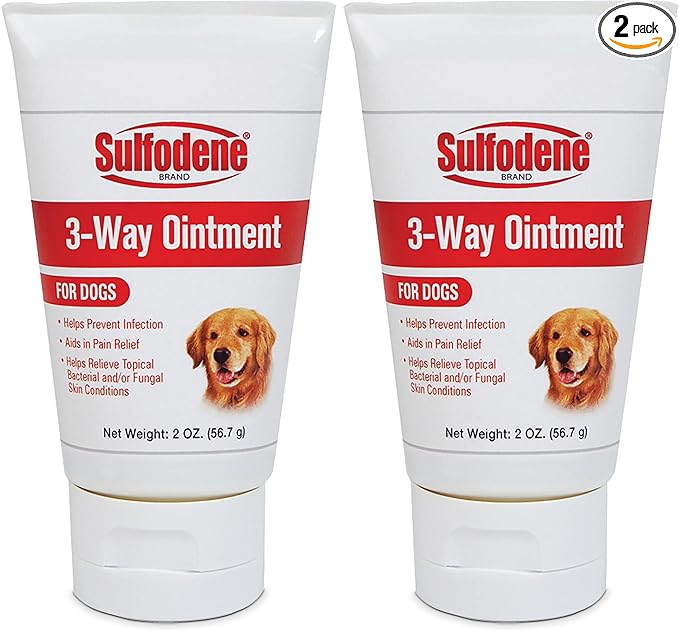 Sulfodene Dog Wound Care 3-Way Ointment, Relieves Pain & Prevents Infection for Dog Cuts, Scrapes, Bites and Injuries, 2 Ounce (Pack of 2)