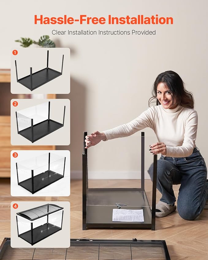 VEVOR Hamster Cage, 360 Viewing Transparent Hamster Habitats, Small Animal Cage