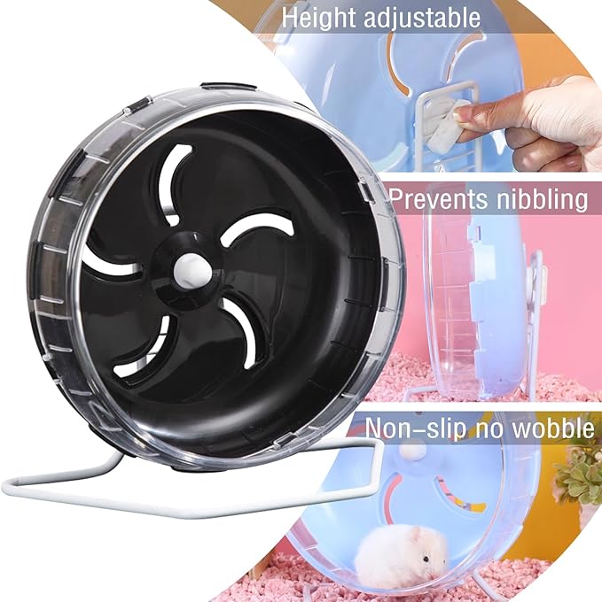 Silent Hamster Wheel, YAOBVIS 8.5 Inch Quiet Hamster Exercise Wheel Running Wheels with Adjustable Stand for Hamsters Gerbils Mice and Small Pet