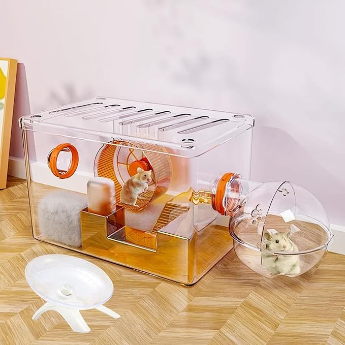 7" Small Animal Flying Saucer Running Wheel, Does not Produce Noise, for Hamsters, Hedgehogs, Guinea Pigs, and Other Small Animals to Ensure The Safety of Sports (White)