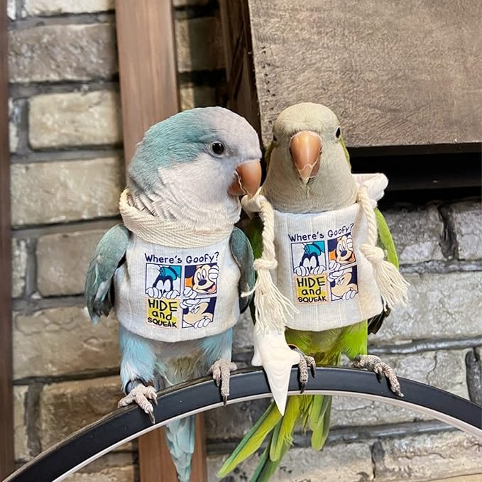 Bird Hoodie, Flight Suit for Parrots, Large, White with Hat, Polyester-Cotton, All Life Stages, Bird Apparel