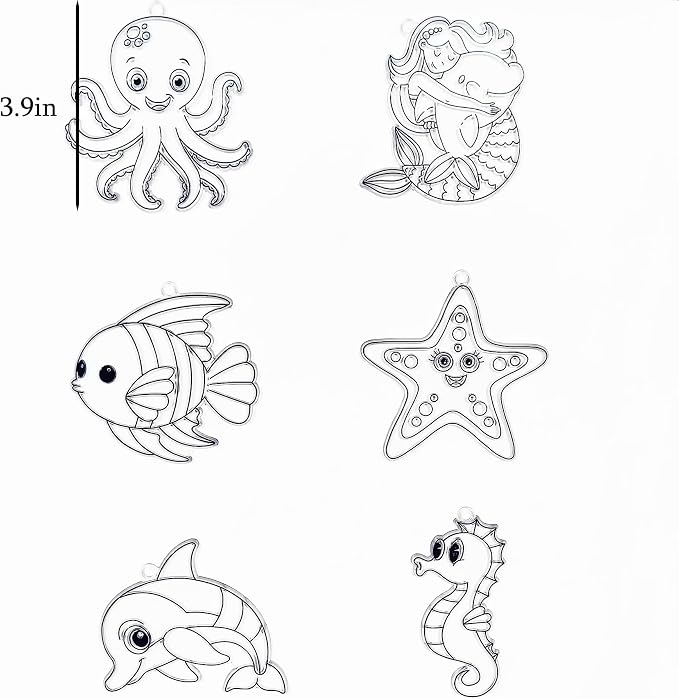 30 Set Ocean Animal Suncatcher Craft Kits, DIY Under the Sea Window Art | Featuring DIY window art for summer activities, sea-themed parties, and home decor beach-themed events