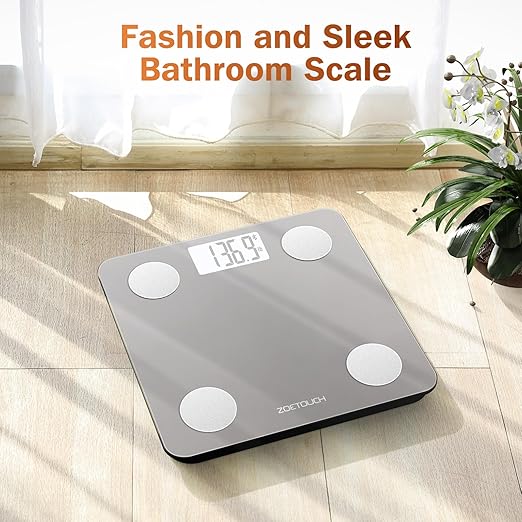 ZOETOUCH Smart Bathroom Scale for Body Weight, Digital Weighing Scale with BMI, Body Fat, Muscle Mass, Bluetooth Machine for People, Work with App, 14 Body Composition Analyzer