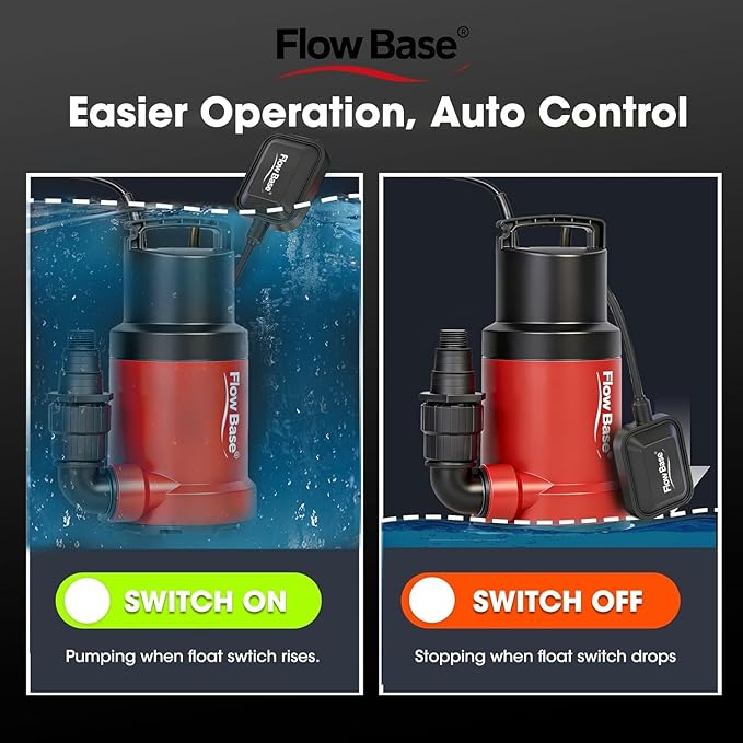 1HP 5000GPH Sump Pump - Clean/Dirty Water Portable Transfer Submersible Pump with Float Switch for Swimming Pool, Garden Pond, Basement with 10ft Power Cord,Remove Water Level Down to 0.2"