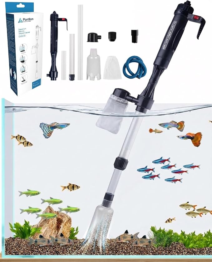 Electric Aquarium Gravel Cleaner Fish Tank Cleaning Vacuum Siphon Tool Kit | Automatic Removable Water Changer Circulation Battery-Operated Adjustable Length Sand Algae Filter for All Aquariums(1PC)