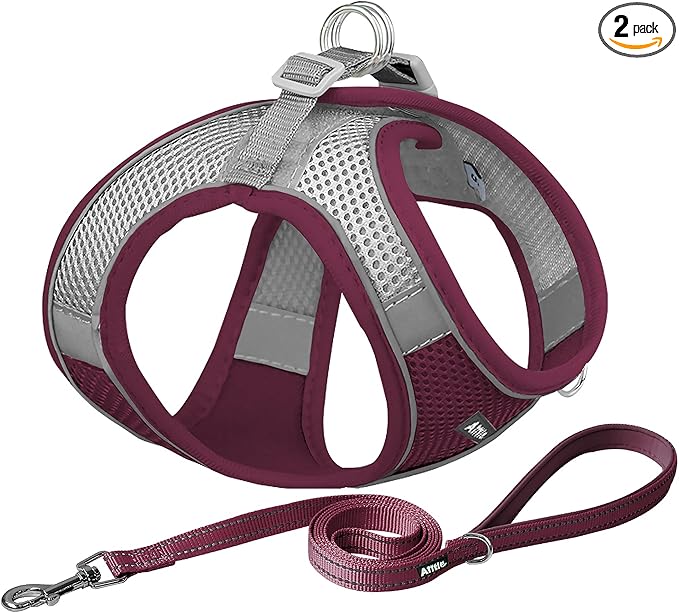 AIITLE Escape Proof Dog Harness - Xmas Step in Adjustable Dog Harness No Choke Over with Breathable Mesh and Quick-Release Buckle - Outdoor Walking, Training for Medium Dogs Burgundy XL