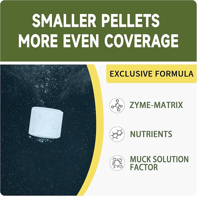 LMJP Muck Reducer for Ponds, Sludge Solution, Away Muck, Odor Control, 15LB | Pond & Lake Cleaning, Natural Beneficial Bacteria & Enzymes, Safe for Fish, Wildlife & Recreation, Treats Up To 90,000 Sq Ft