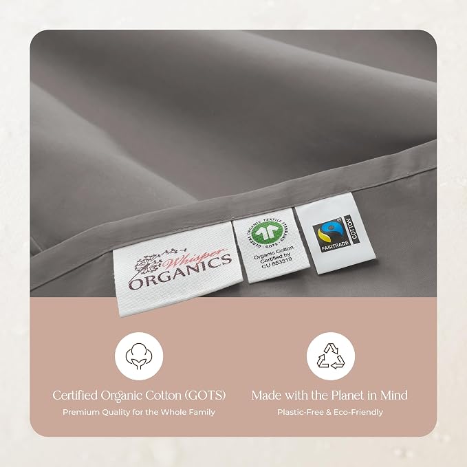 100% Organic Cotton Duvet Cover Twin Size - Naturally Soft Lightweight & Cooling Duvet Cover Set with Decorative Shams - Premium GOTS Certified 300 Thread Count Sateen Weave (Stone, Twin)