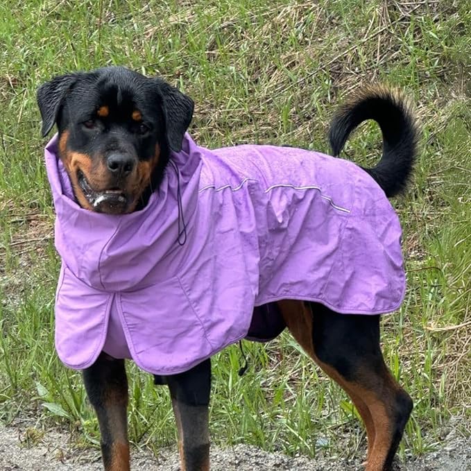 Spark Paws Dog Raincoat, Waterproof Windproof Rain Jacket, for Small Medium Large Extra Large Dogs, Reflective Breathable Full-Body Coverage Dry Suit - Purple - XL
