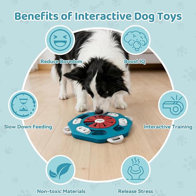 MateeyLife Interactive Dog Puzzle Toy for Smart Dogs, Mental Stimulation Dog Enrichment Toys, Treat Dispensing Dog Toys to Keep Them Busy for Small and Medium Dogs, IQ Training Puzzle Feeder (Blue)