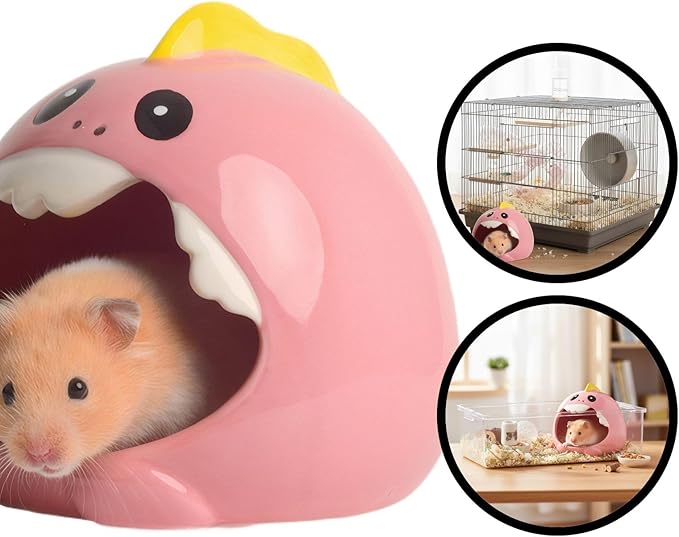 Ceramic Pet Nest for Small Animals - Hamster Ceramic House with Smooth Interior, Enclosed Hideout for Comfortable Shelter and Ventilation