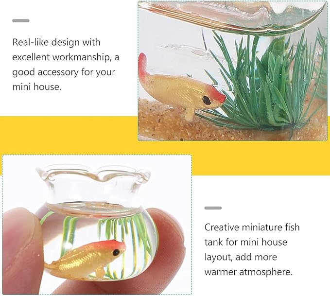 2Pcs 1/12 Scale Accessories Dollhouses Fish Tank，1: 12 Scale Miniature Fish Bowl Miniature Dollhouse Accessories for Garden Scene Decor Desktop Ornaments，Dollhouse Decor，Dollhouse Accessories