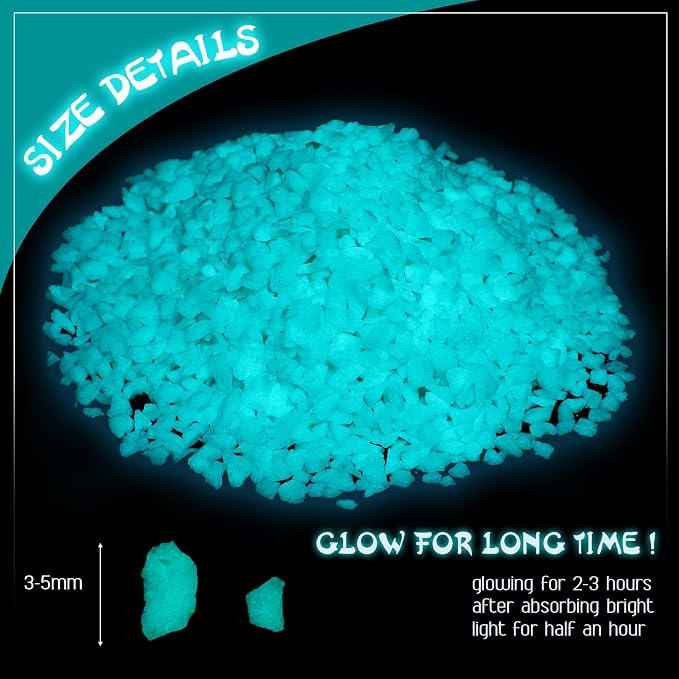 Wesiti Glow in the Dark Gravel, Fluorescent Glow in the Dark Rocks Decorations Fish Tank Rocks Decorative Aquarium Gravel Stones for Garden Room Planter Aesthetic, 300g/ 0.66lb (Blue Green, 3-5 mm)