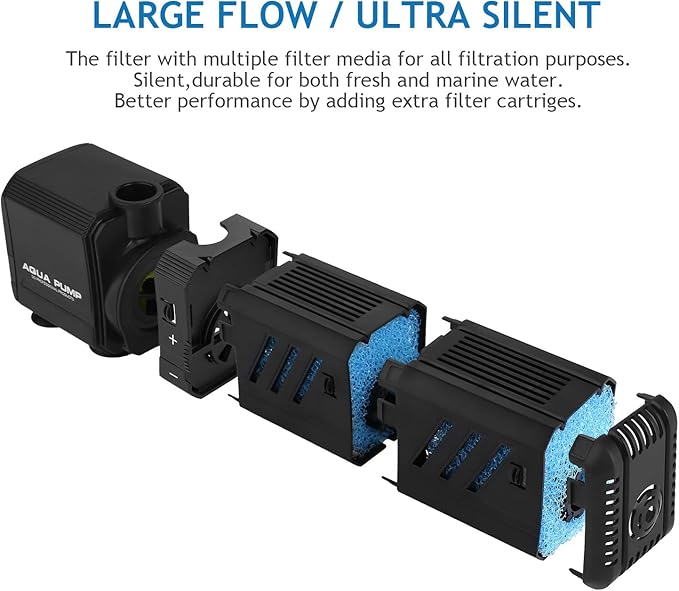 Submersible Aquarium Internal Filter, Adjustable Fish Tank Filter with Water Pump for Fish Tank (400GPH, 15W)