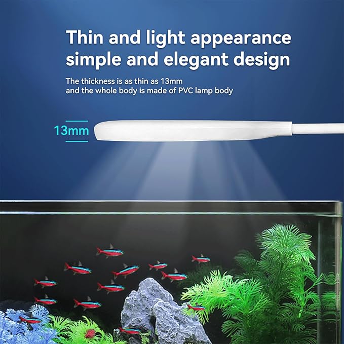 5-8 Gallon Fish Tank Clip On Aquarium Light with White Blue Red LEDs Small Aquarium Light, Full Spectrum Fish Tank Light with USB Port and 360 Degrees Flexible Rotate