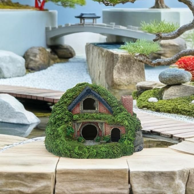 Resin Aquarium Decoration Roman Column Castle Fish Tank Ornament Betta Fish Hideout Cave Providing Hiding and Swimming Spaces in Underwater Landscape