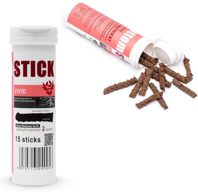 Dr. Tank Bottom Stick - Aquarium Plant Fertilizer Sticks for Aquatic Plants, Substrate Nutrients for Freshwater & Planted Tanks, Slow-Release Nutrients for Plant Growth, 15 Sticks - Vivid Stick