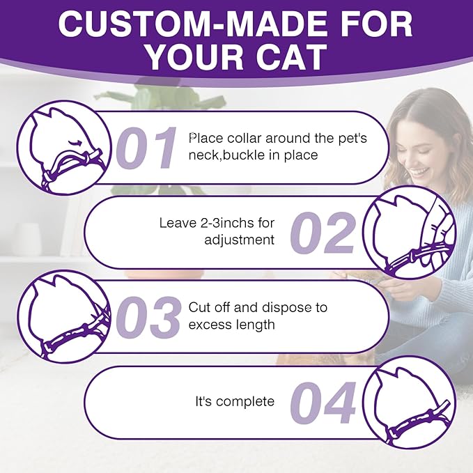 Tcllka Calming Collar for Cats 8 PK Cat Stress and Anxiety Relief Pheromone Collar for Cats Anti Aggression for Cats Cat Calming Collars Calming Collar for Cats