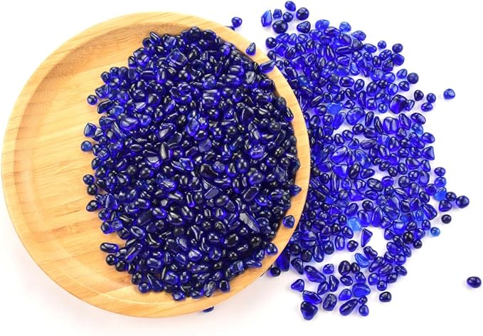 WAYBER 1 Pound Tumbled Sea Glass Pebbles Decorative Glass Stones, Deep-Blue | Vivid Long-Lasting Hues, Lustrous Polished Finish, Non-Toxic Material, Ideal for DIY Crafts & Home Decorations