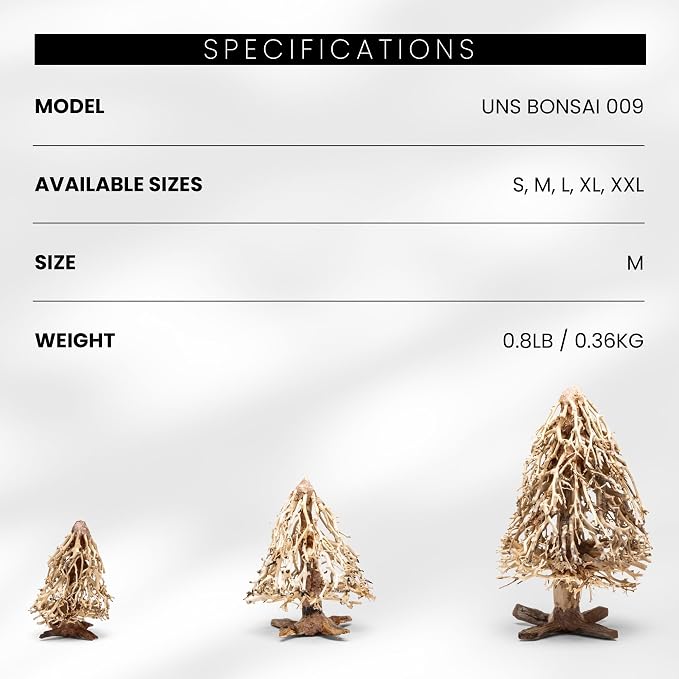 Ultum Nature Systems Bonsai - Handcrafted Hardscape Driftwood for Aquarium, Terrarium, Vivarium, Natural Aquascape Hardscape Decorations, Aquascaping Hardscape for Live Aquatic Plants - 009, Medium