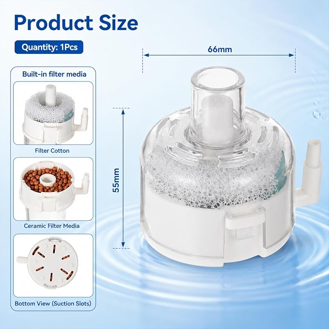 Mini Aquarium Sponge Filter, Small Aquarium Filter, Small Fish Tank Filter with Foam and Air Stone, Submersible Bio Sponge Filter for Fish Tanks up to 5 Gallon Betta Tank, Shrimp Tank, Fry Tank