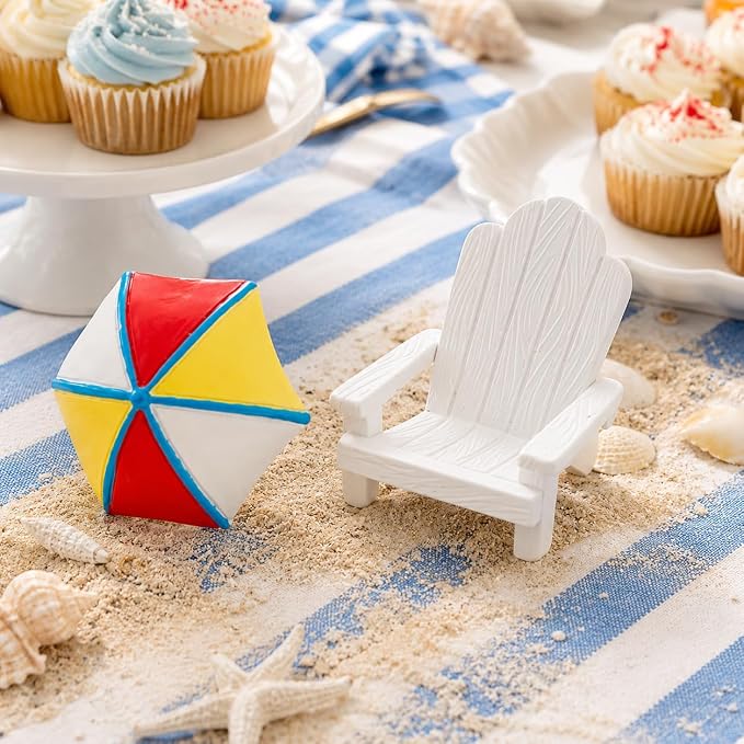 Garneck 2pcs Miniature Mini Beach Chair Furniture Terrariums Decoration Aquarium Ornament Mediterranean Figurines Umbrella Summer Home Accents Decor Mini Desktop Decor Rocking Chair Cute